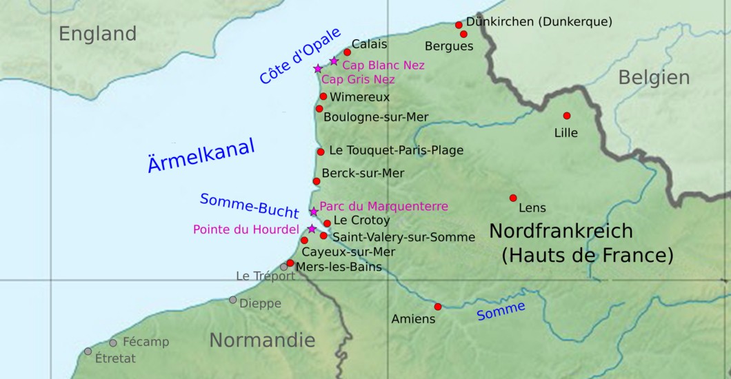 karte von nordfrankreich Urlaub in Nordfrankreich am Meer